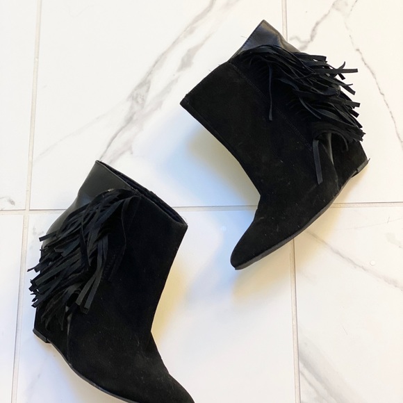 Qupid Fringe Wedge Bootie Faux Suede Size 8.5 - Picture 2 of 10